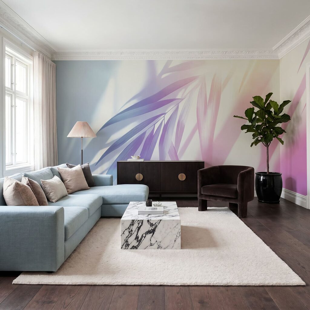 Palmblatt in schrägen Lichtbahnen — Interieur 3