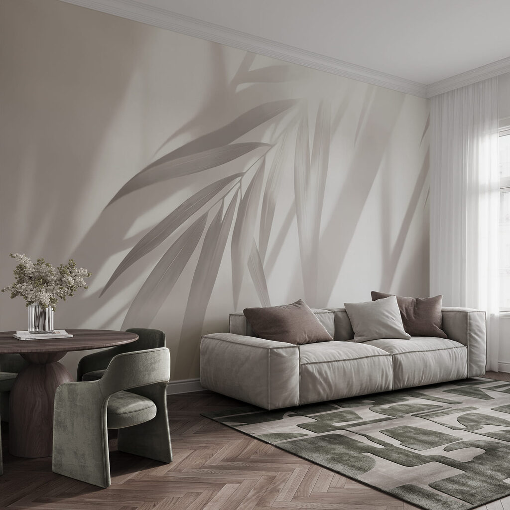 Palmblatt in schrägen Lichtbahnen — Interieur 1
