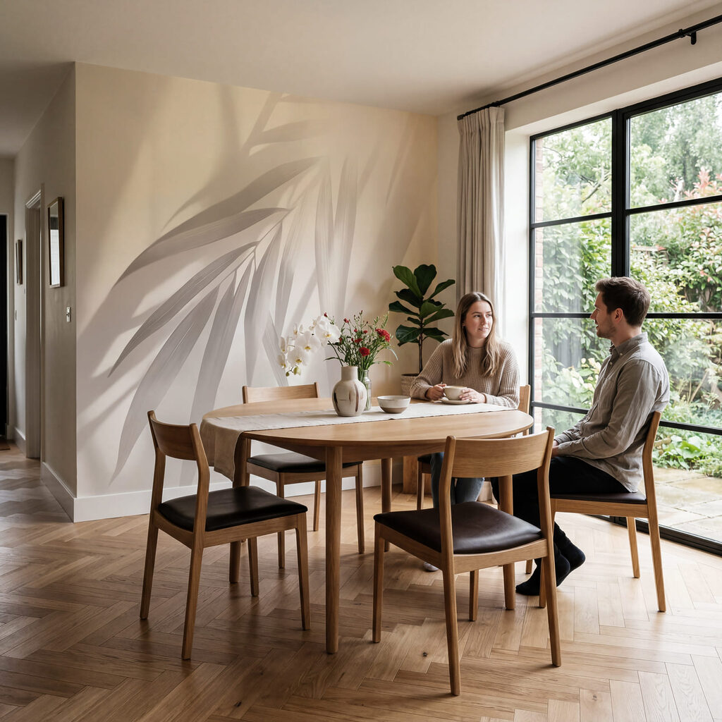 Palmblatt in schrägen Lichtbahnen — Interieur 5