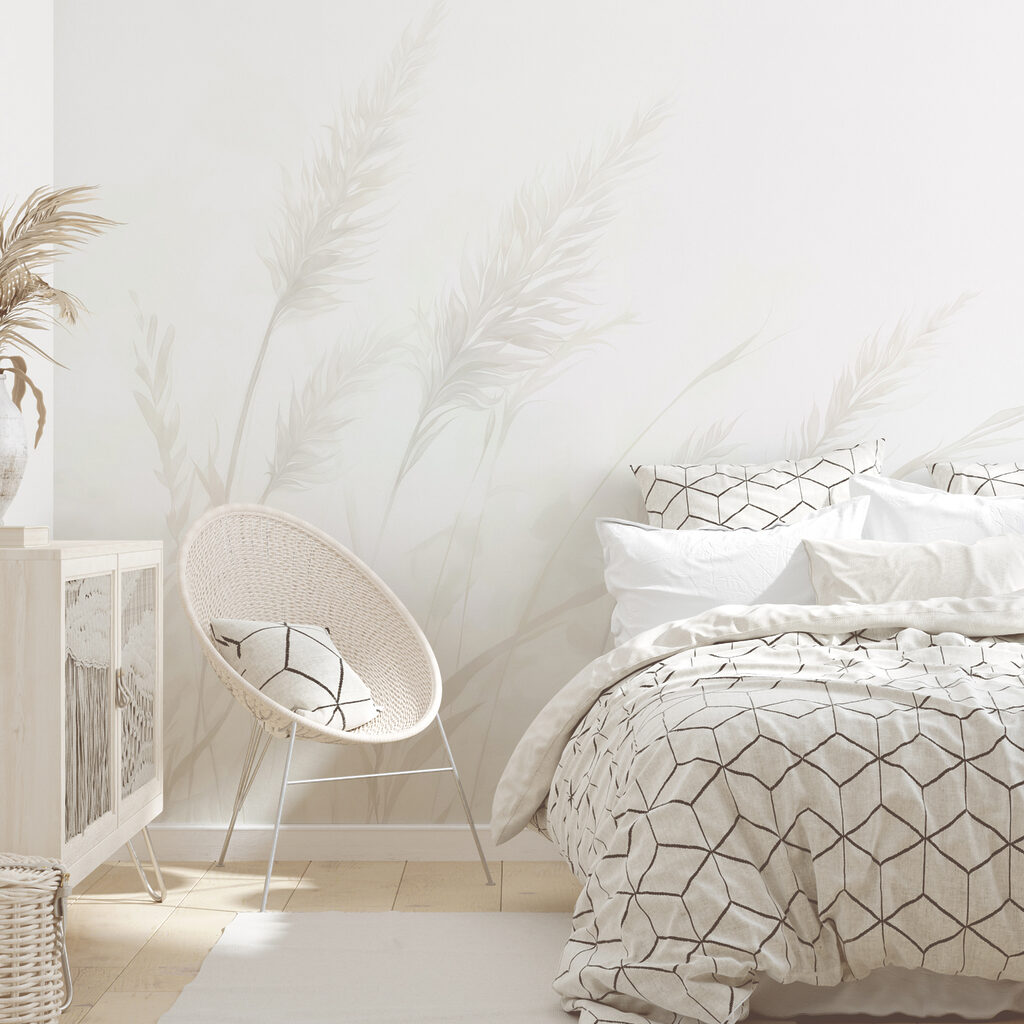 Fast weiße Gräser in einem Interieur
