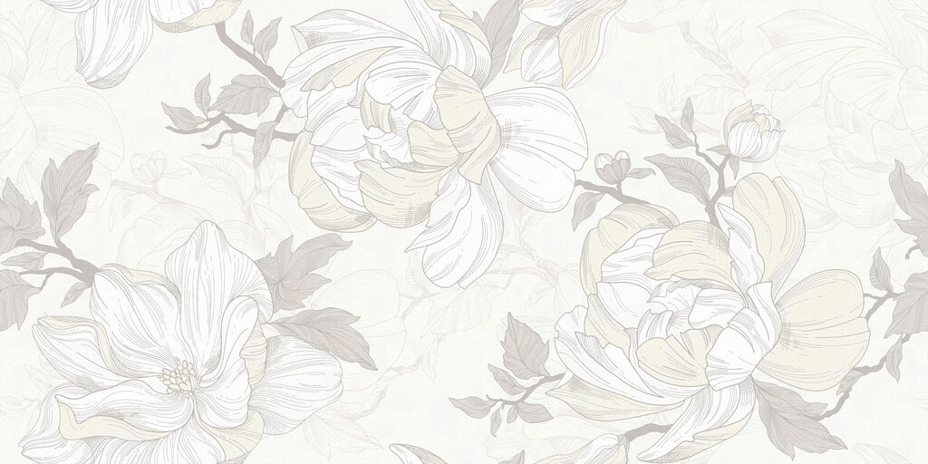 Blüten in Bleistiftlinien — ganzes Design