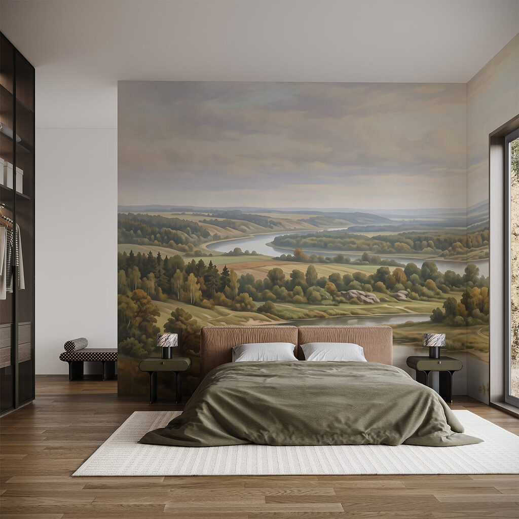 Fluss durch die Wiesen in einem Interieur