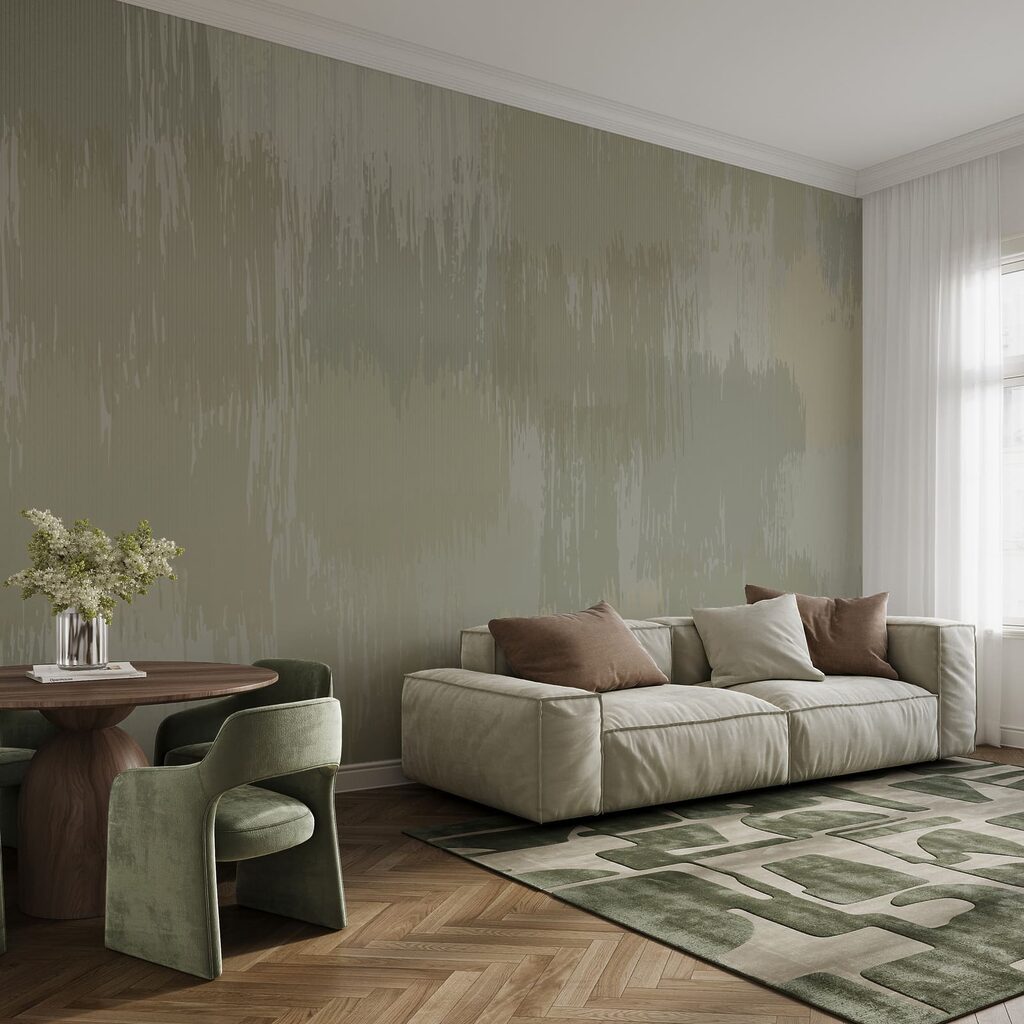 Pinselstriche in gebrochenen Tönen in einem Interieur