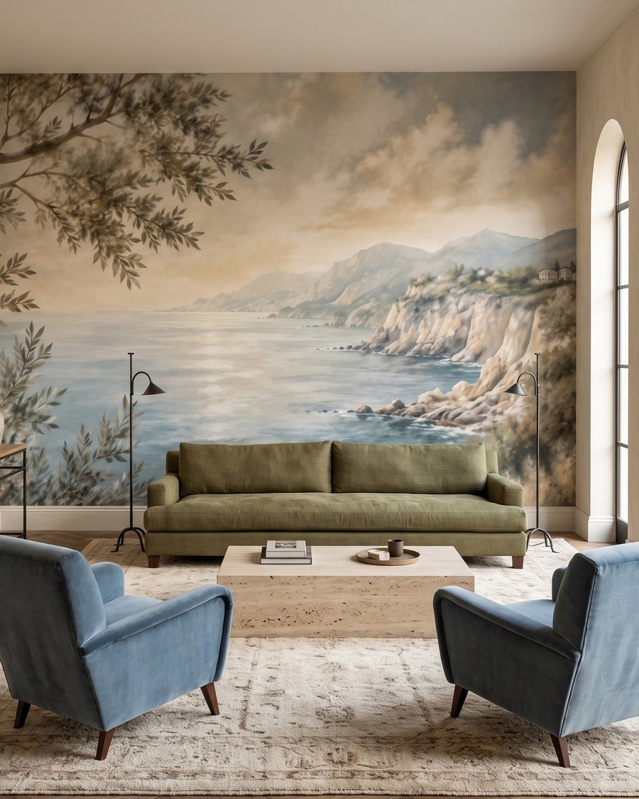 Blick entlang der Küste in einem Interieur