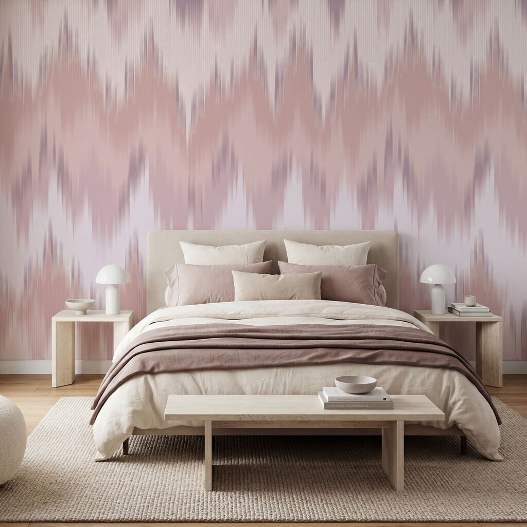 Sanfter Zickzack aus Farbe in einem Interieur