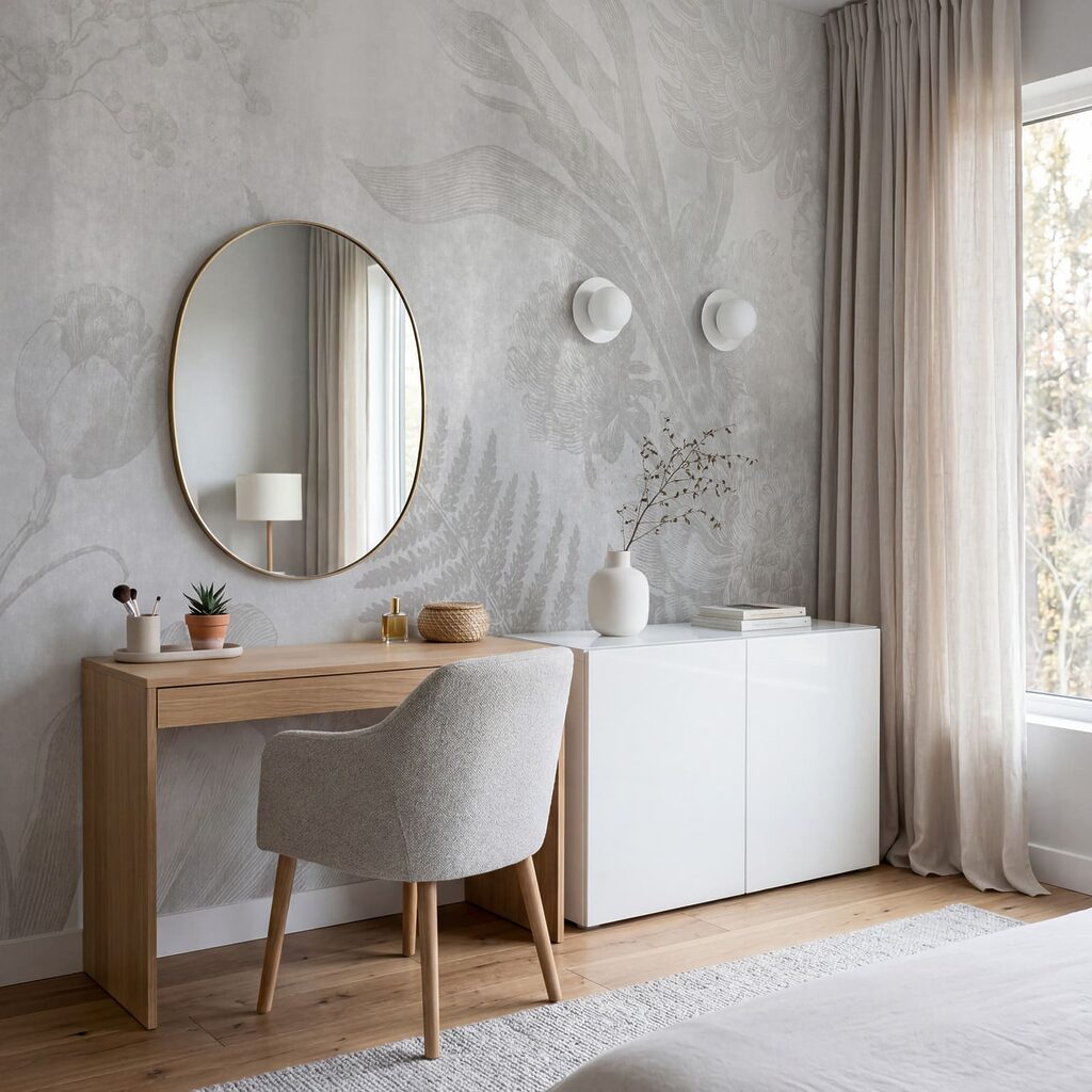 Farne hinter einem Schleier in einem Interieur