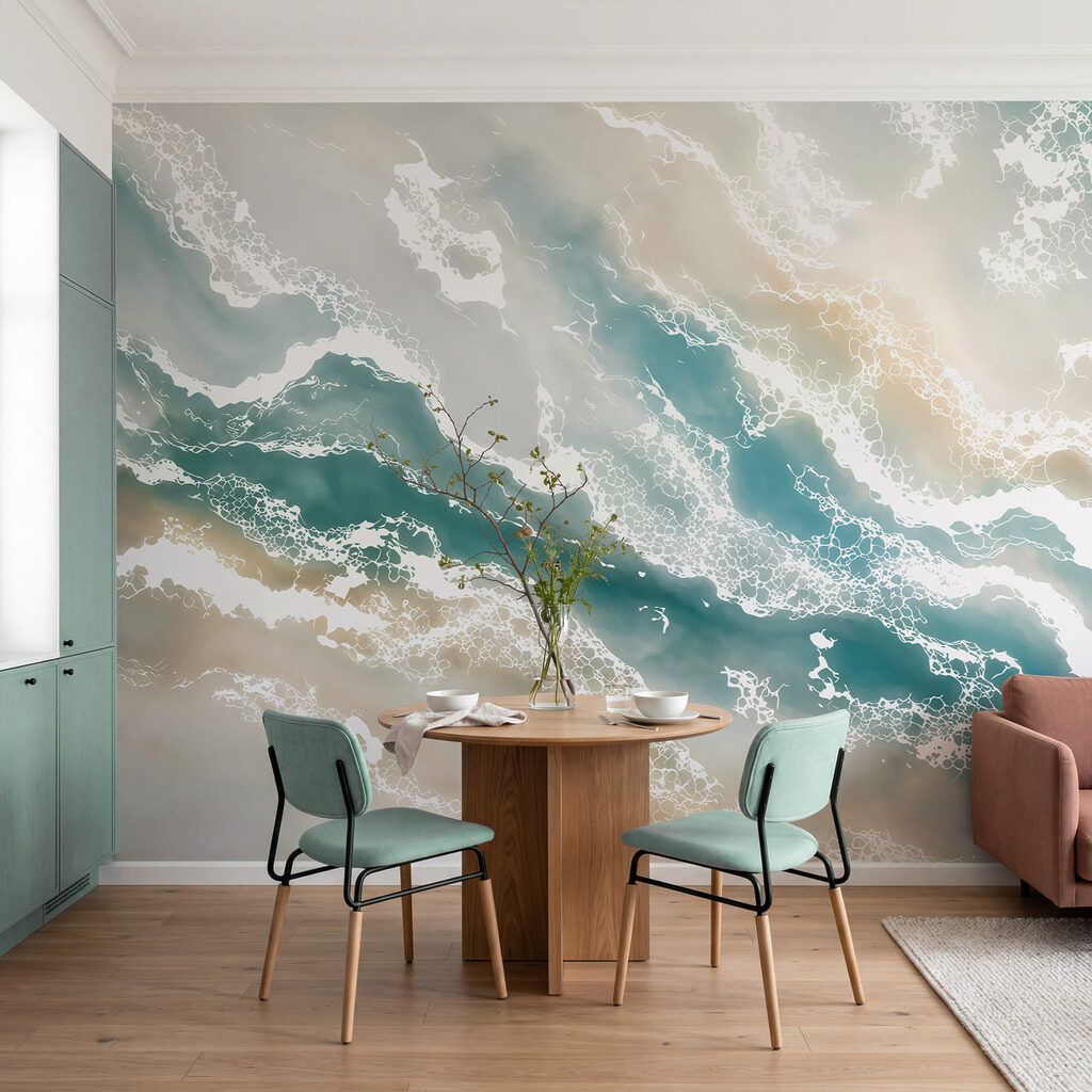Schäumende Farbströme in einem Interieur