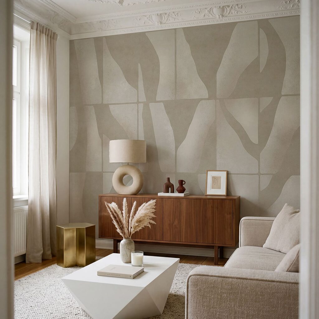 Blattschatten im Raster in einem Interieur