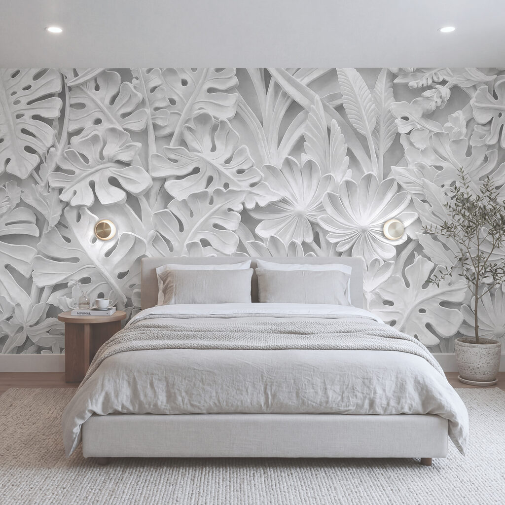 Weißer Dschungel in Schichten in einem Interieur