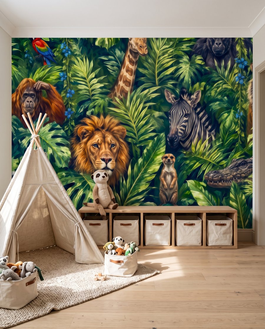 Begegnung im Dschungel in einem Interieur