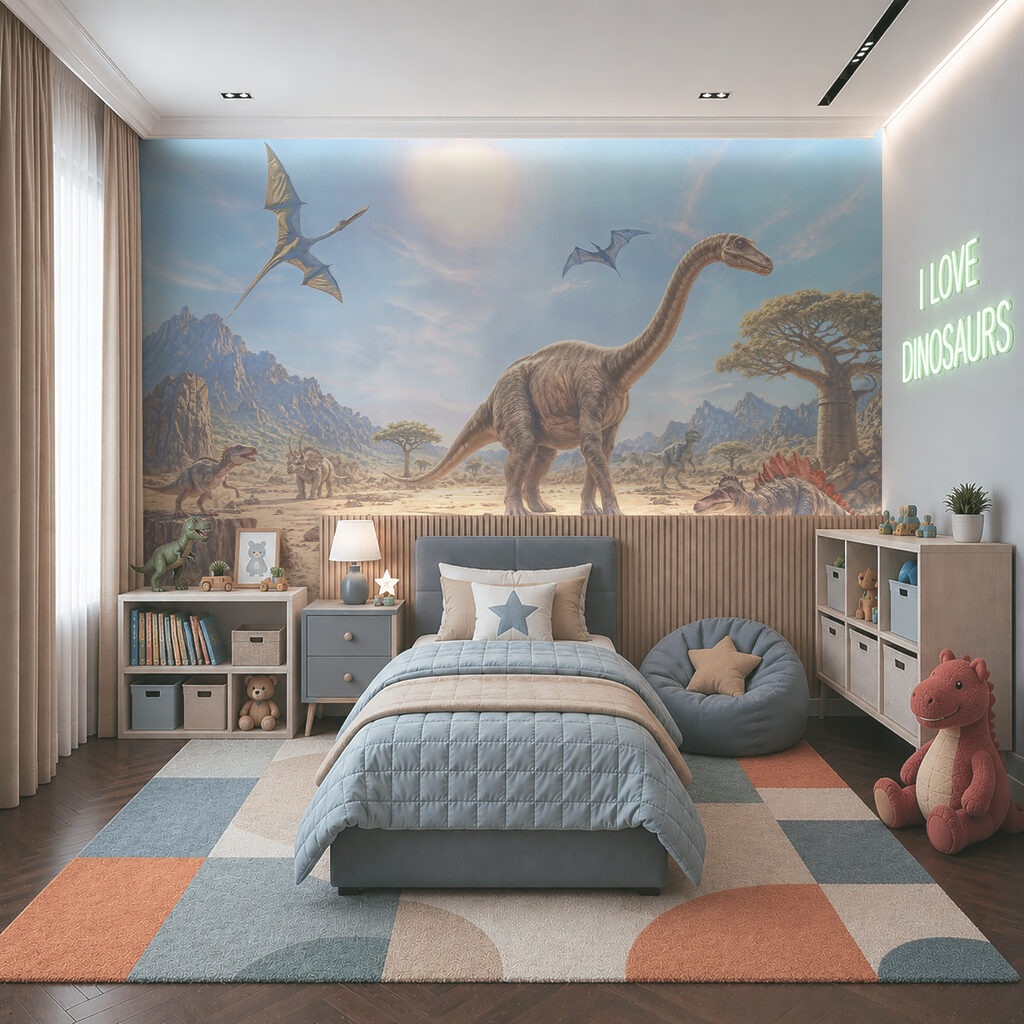 Dinosaurier am Wasserloch in einem Interieur