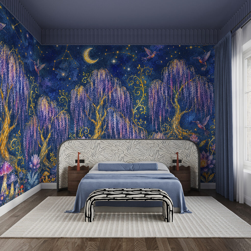 Mond über dem Traumgarten in einem Interieur