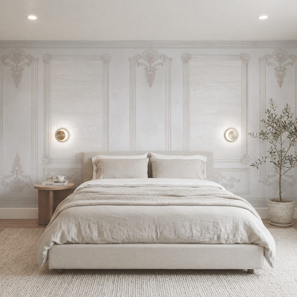 Wand mit Zierleisten in einem Interieur