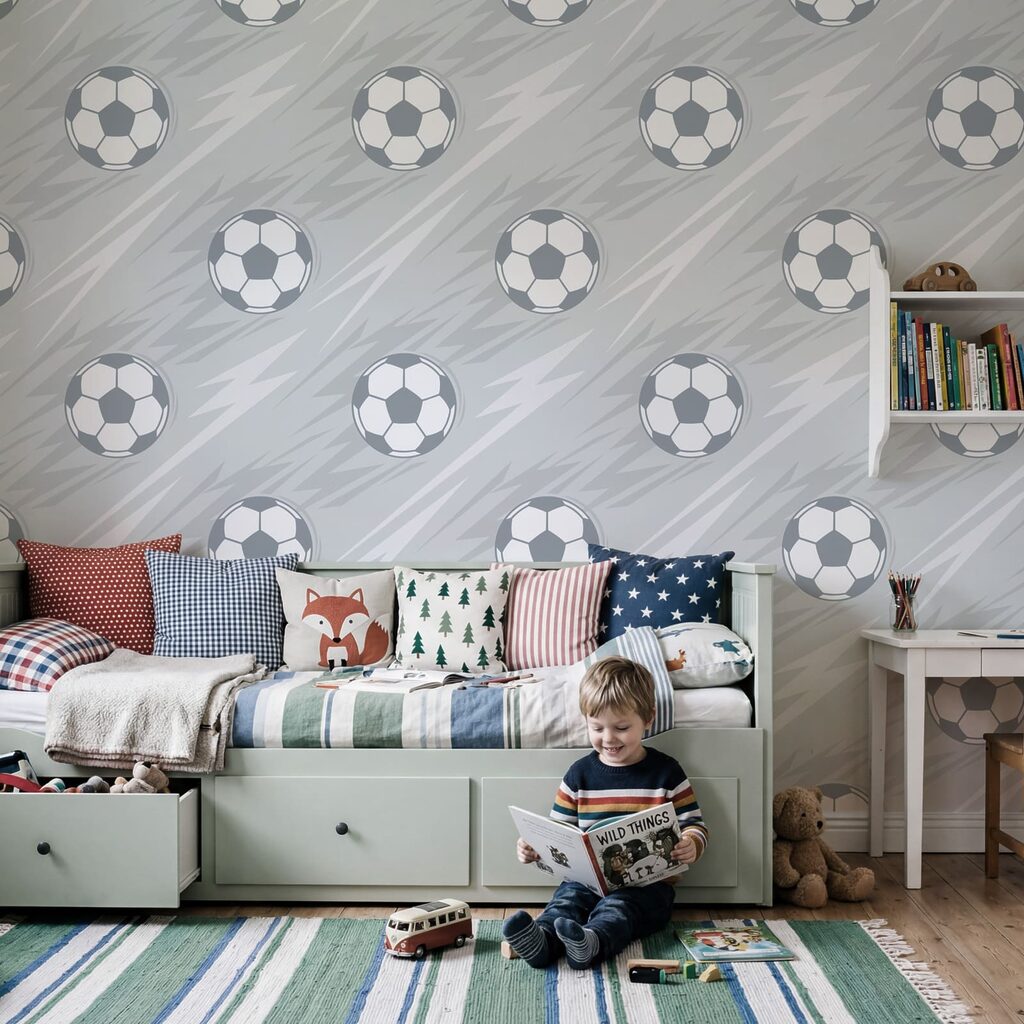 Zeit für Fußball in einem Interieur