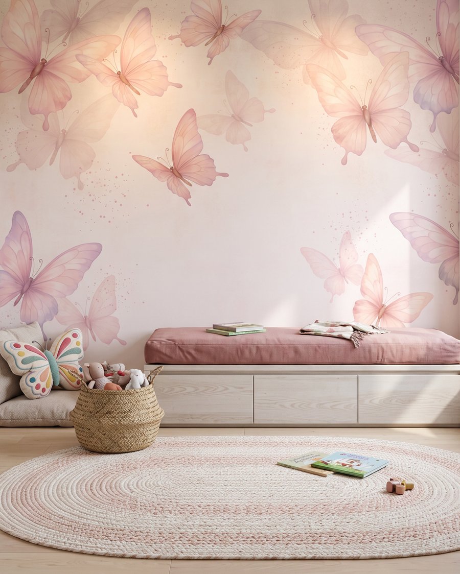 Durchscheinende Schmetterlinge in einem Interieur