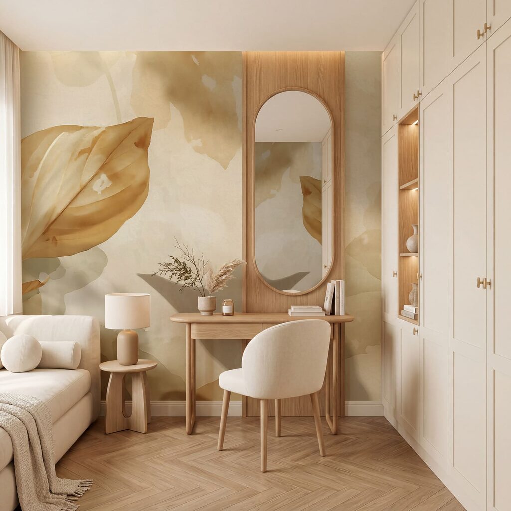 Blatt im Schattenspiel in einem Interieur