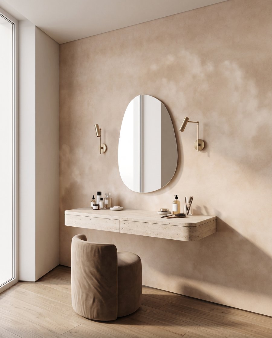 Wolken in warmem Beige in einem Interieur
