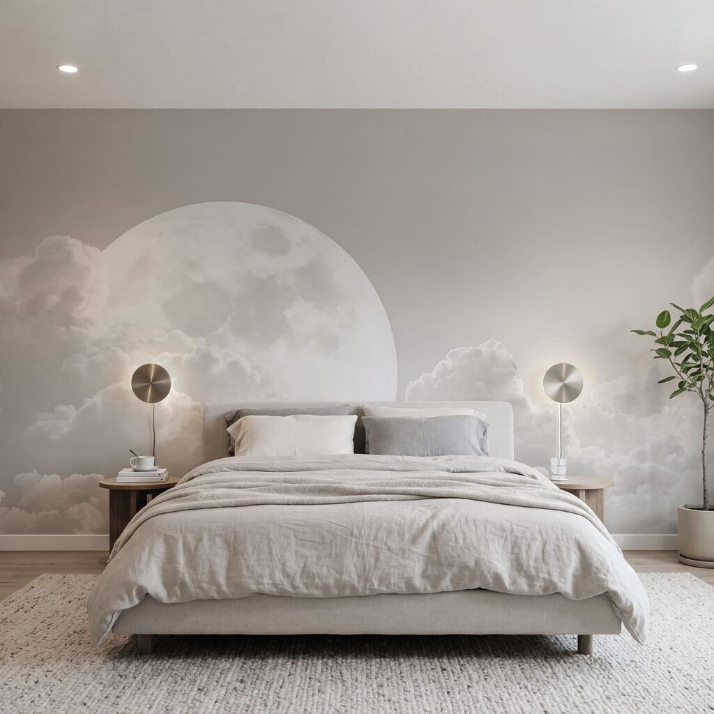 Vollmond über Wolken in einem Interieur