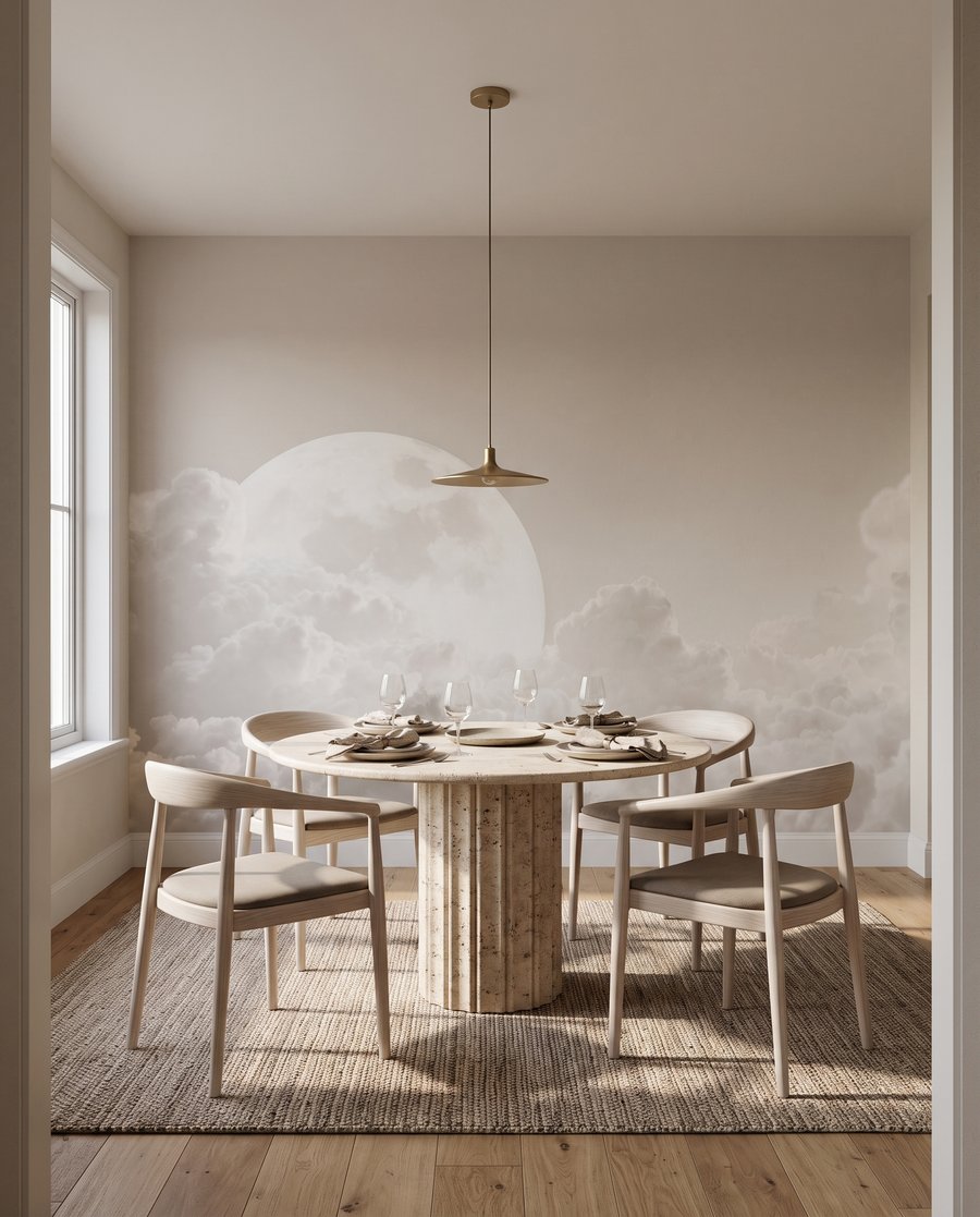 Vollmond über Wolken in einem Interieur