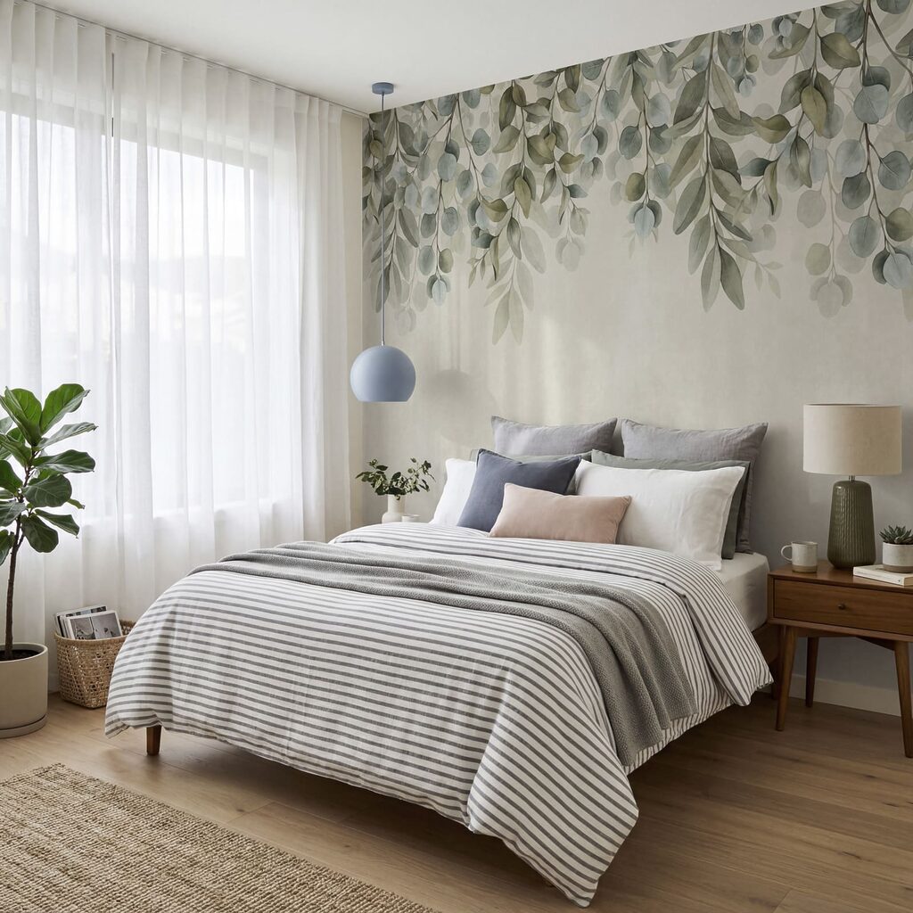 Hängende Blätter über Patina in einem Interieur
