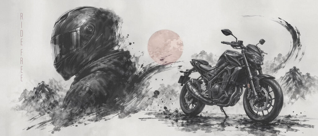 Motorradhelm in lockeren Strichen — ganzes Design