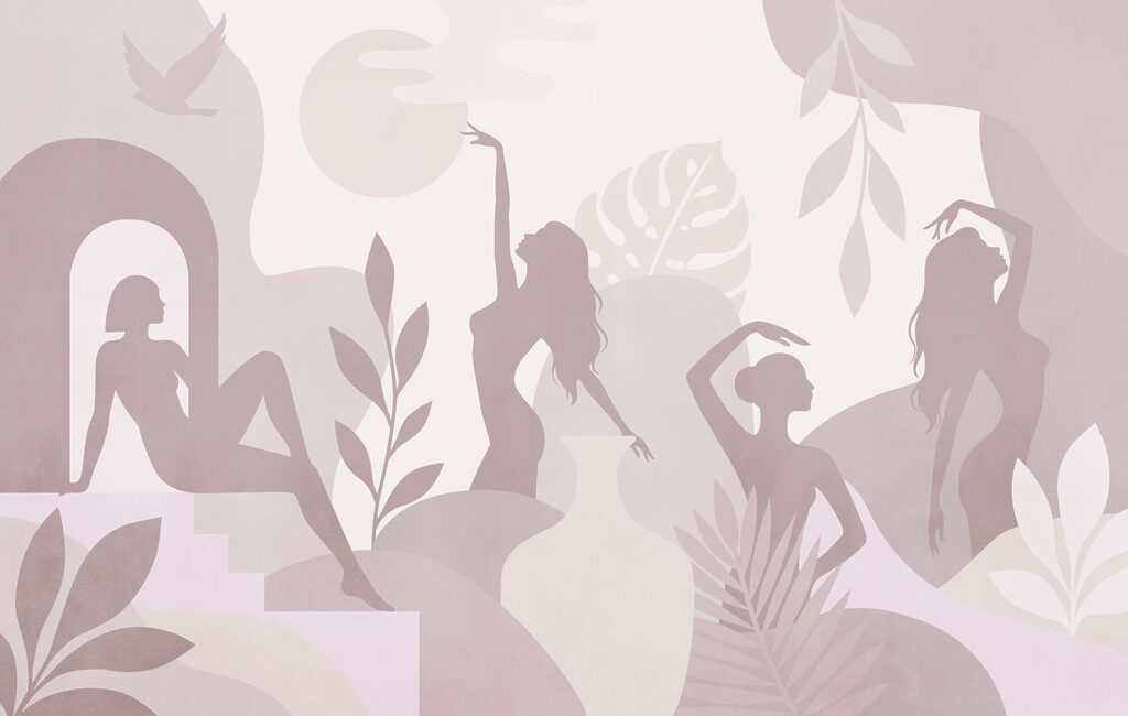 Bewegte Frauensilhouetten — ganzes Design