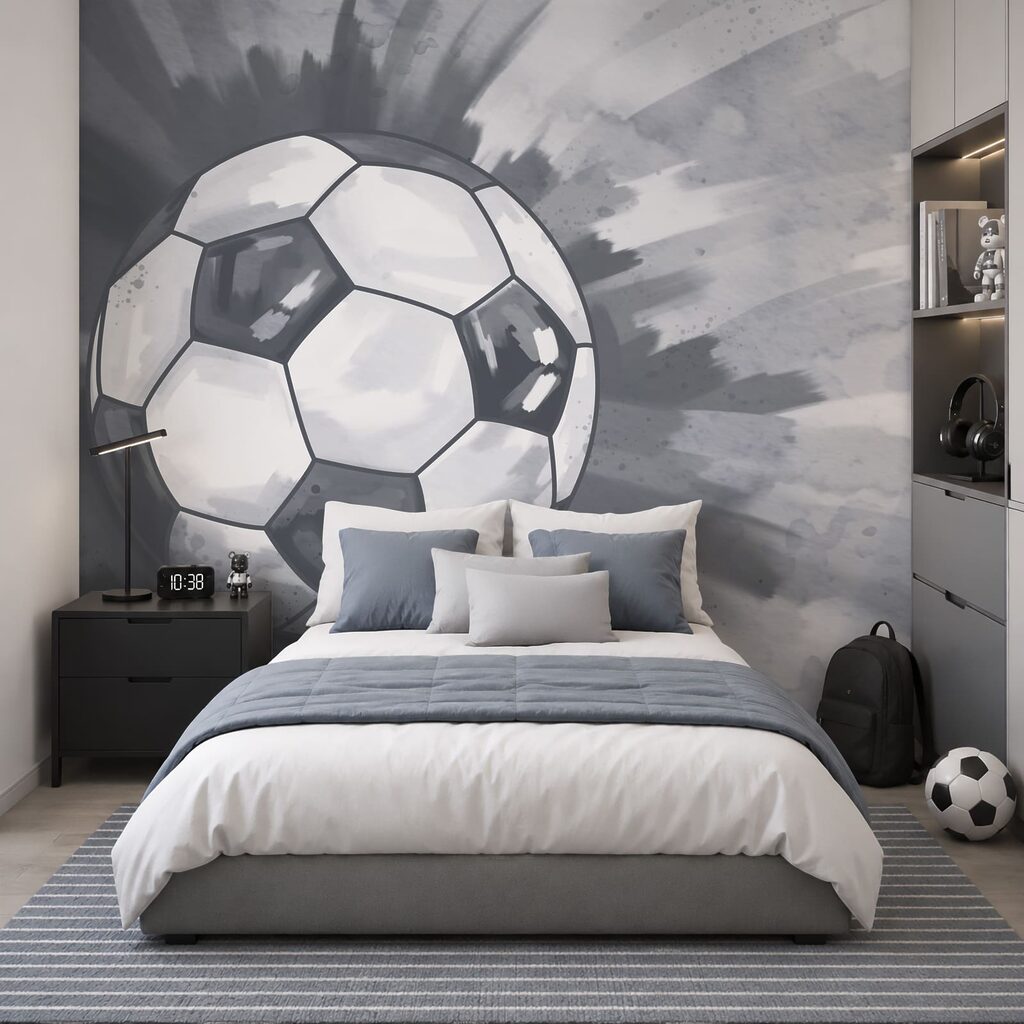 Fußball in Farbschwüngen in einem Interieur