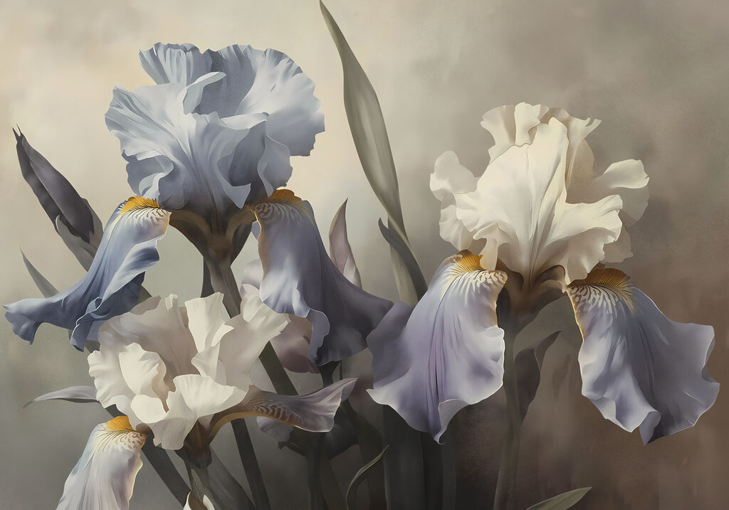 Iris in klassischem Pinselstrich — ganzes Design