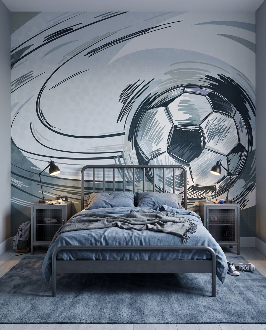 Fußball mit Tintenbogen in einem Interieur