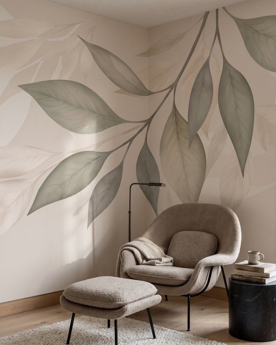 Blätter am oberen Rand in einem Interieur