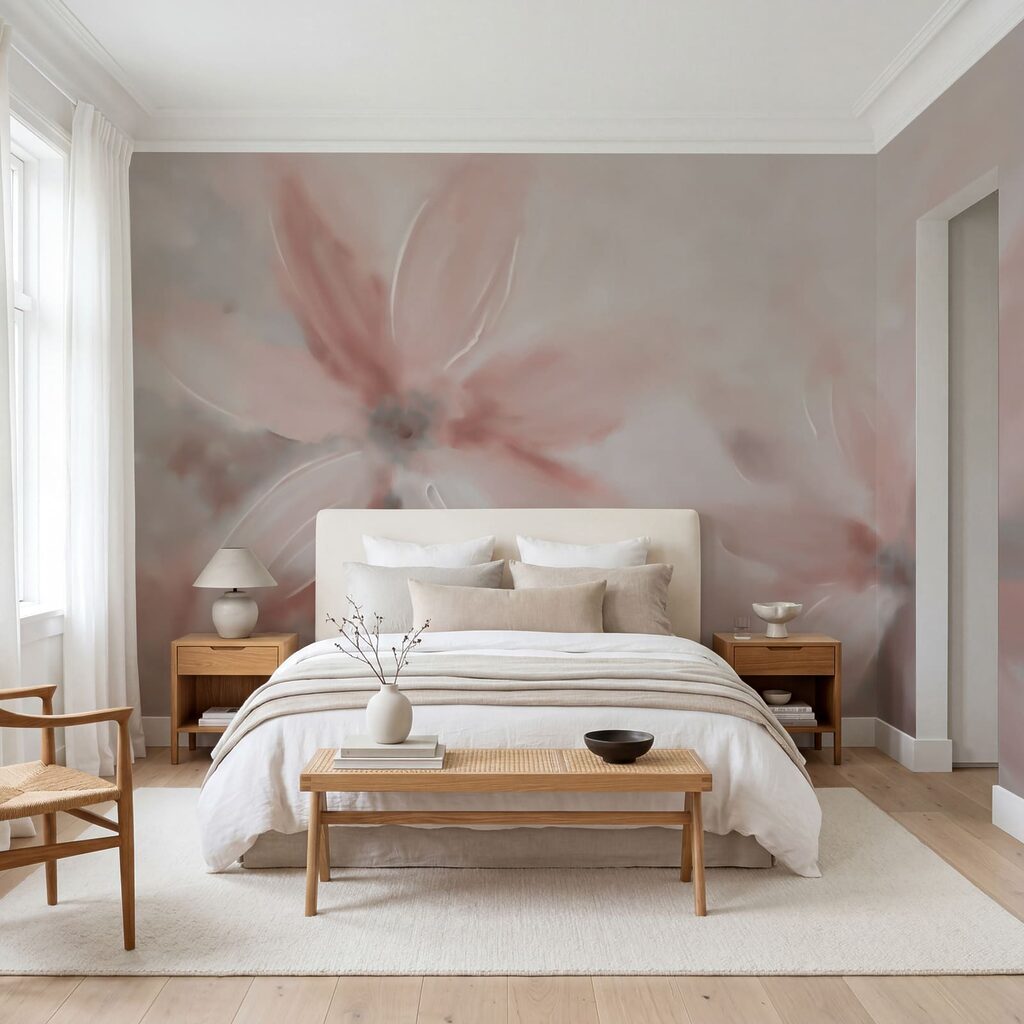 Blüten in sanften Pinselzügen in einem Interieur