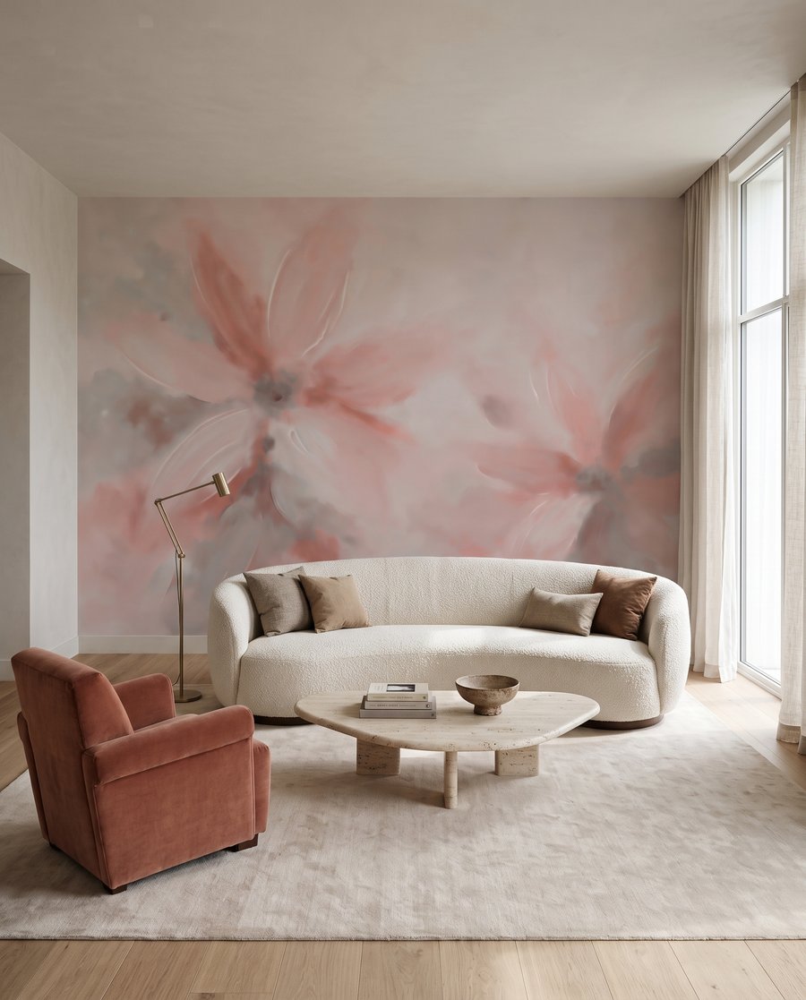 Blüten in sanften Pinselzügen in einem Interieur