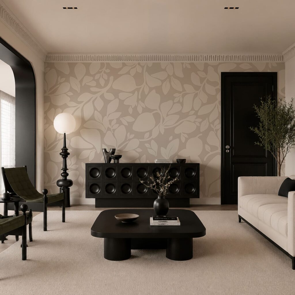 Blätter als Silhouetten in einem Interieur