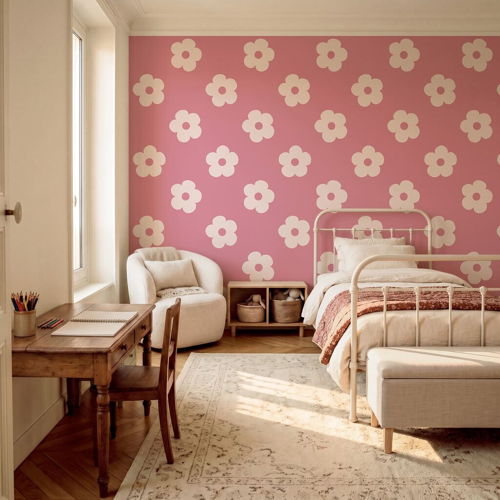 Blümchen mit fünf Blütenblättern in einem Interieur