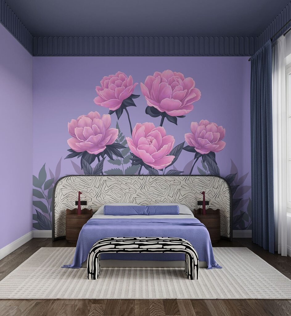 Rosa Blüten auf Lila — Interieur 2
