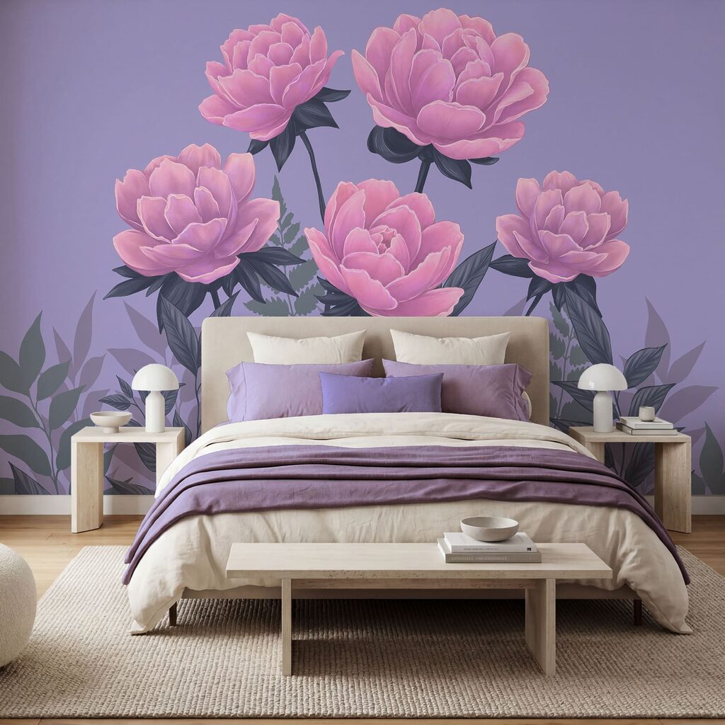 Rosa Blüten auf Lila — Interieur 1