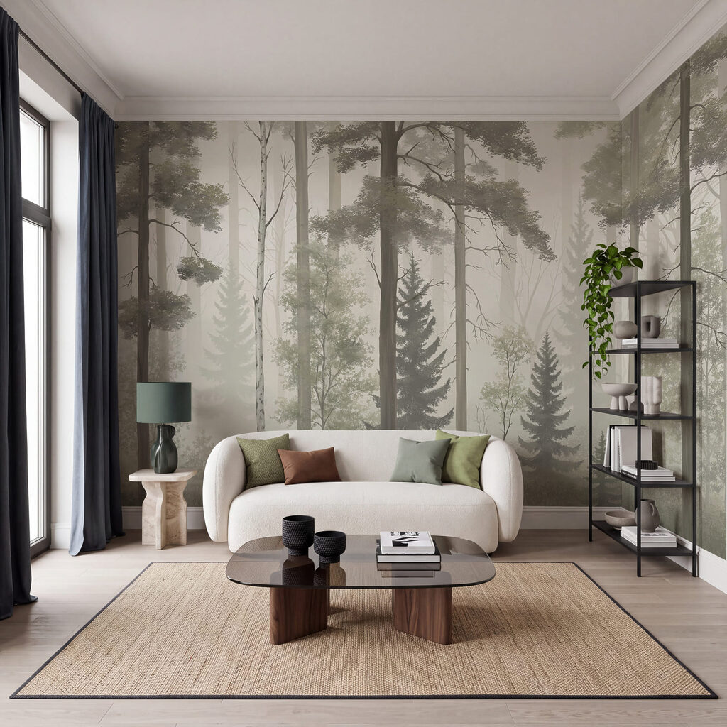 Hohe Stämme im Waldnebel — Interieur 3