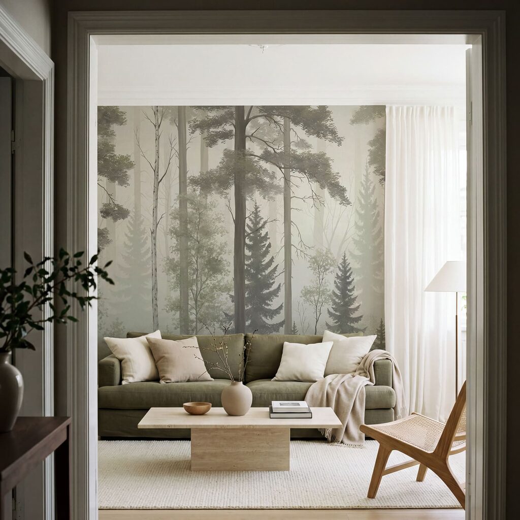 Hohe Stämme im Waldnebel — Interieur 5