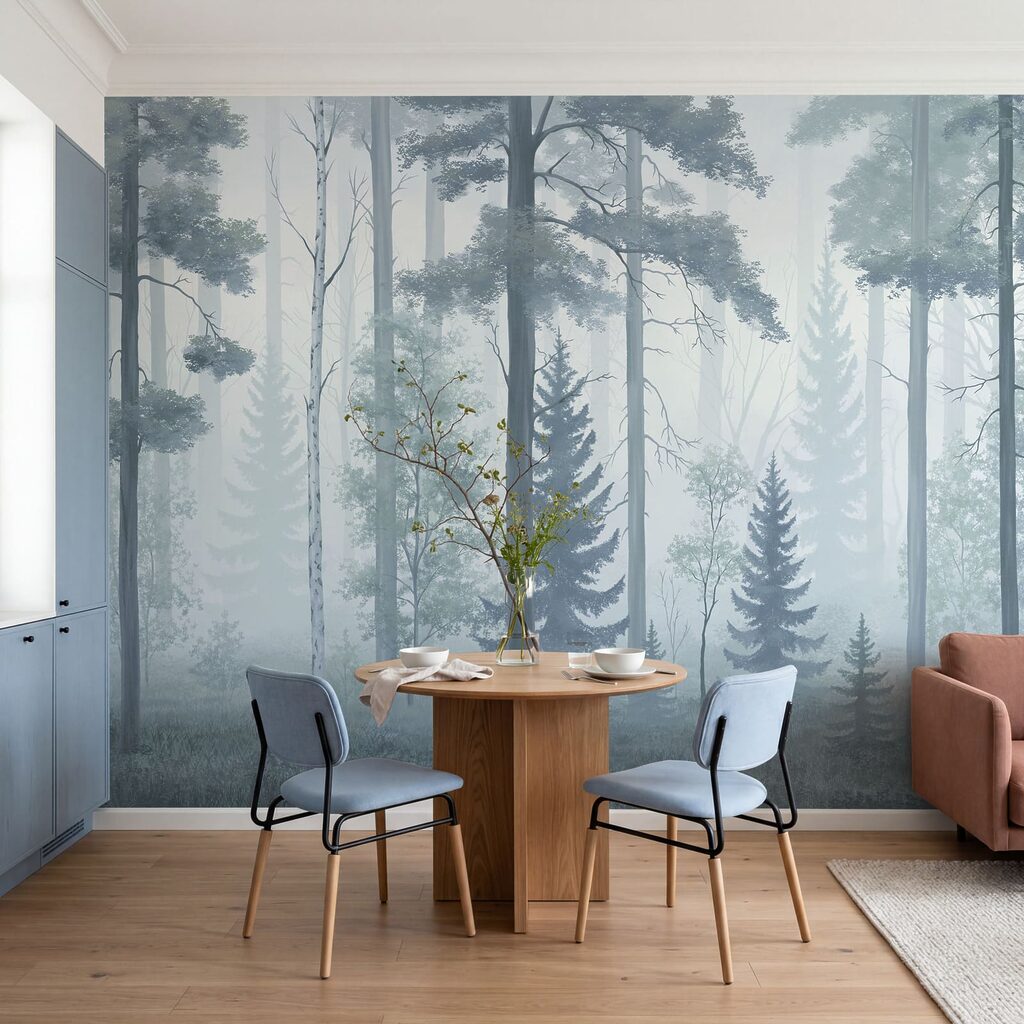 Hohe Stämme im Waldnebel — Interieur 1