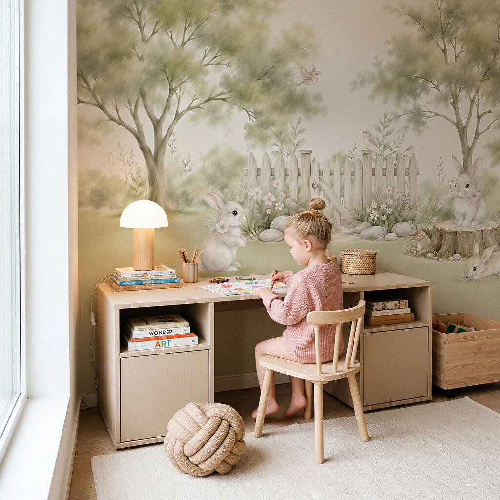 Kaninchen am Gartenzaun — Interieur 3