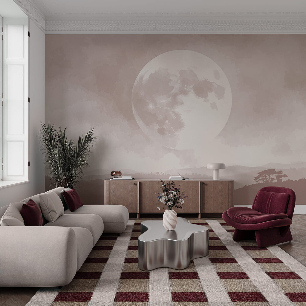 Mond über dem Wald in einem Interieur