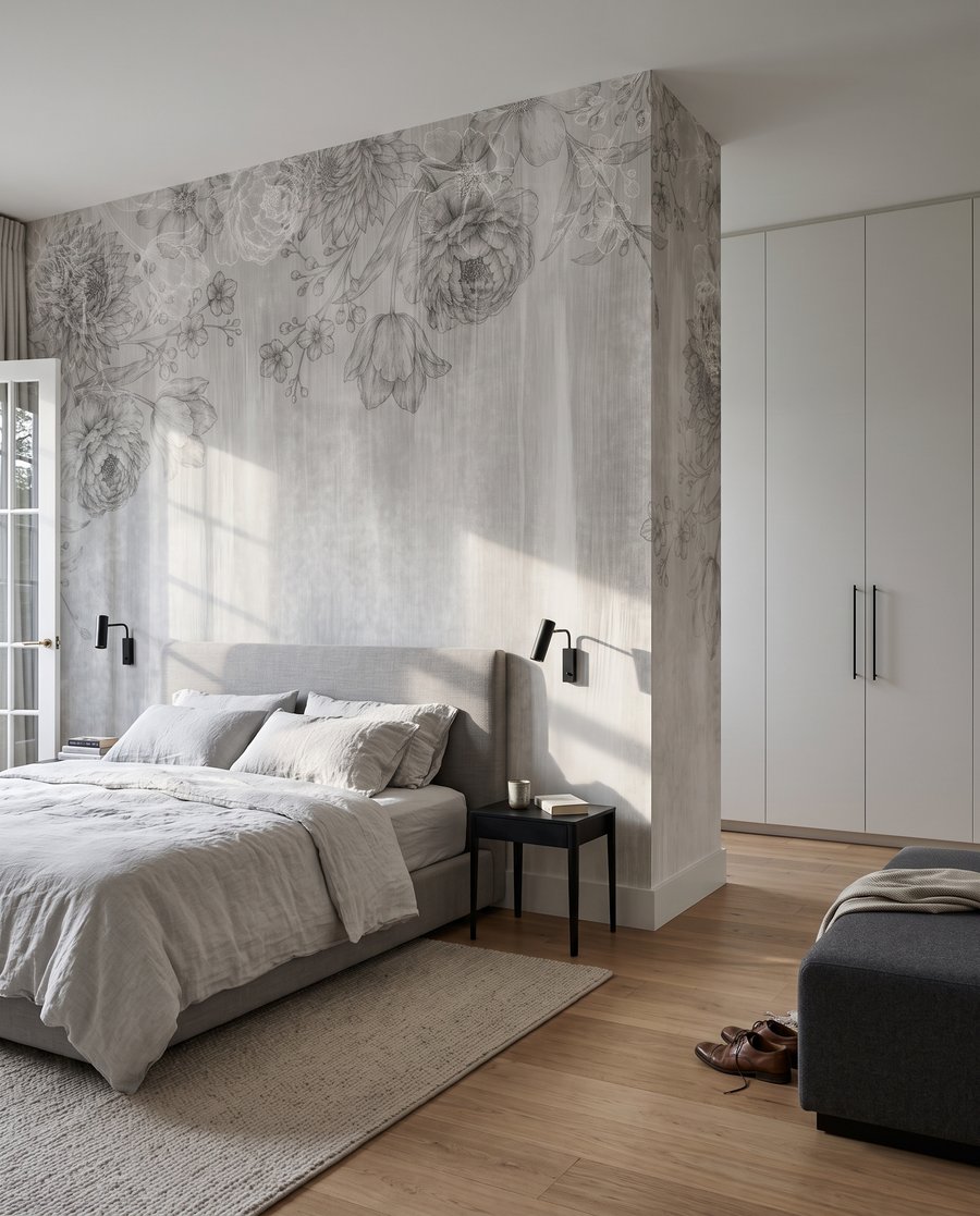 Zarte Blüten über Farbspuren — Interieur 1