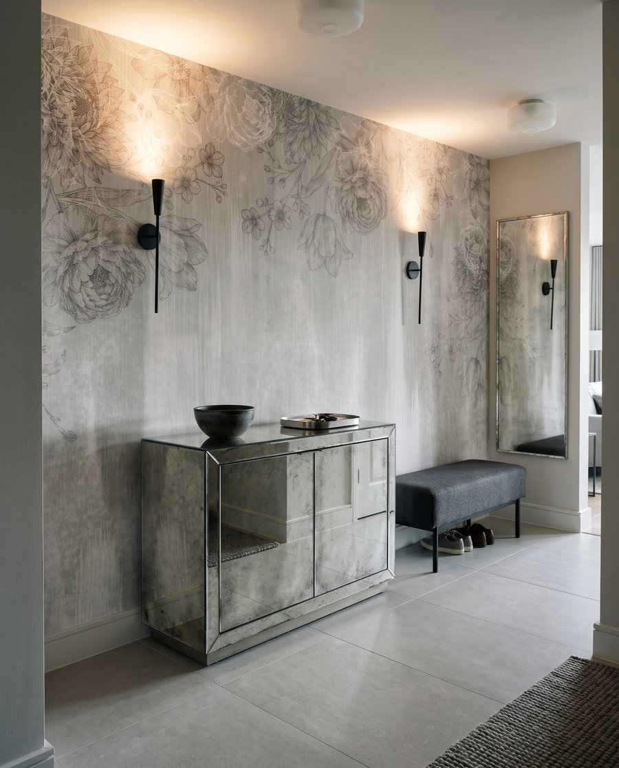Zarte Blüten über Farbspuren — Interieur 3