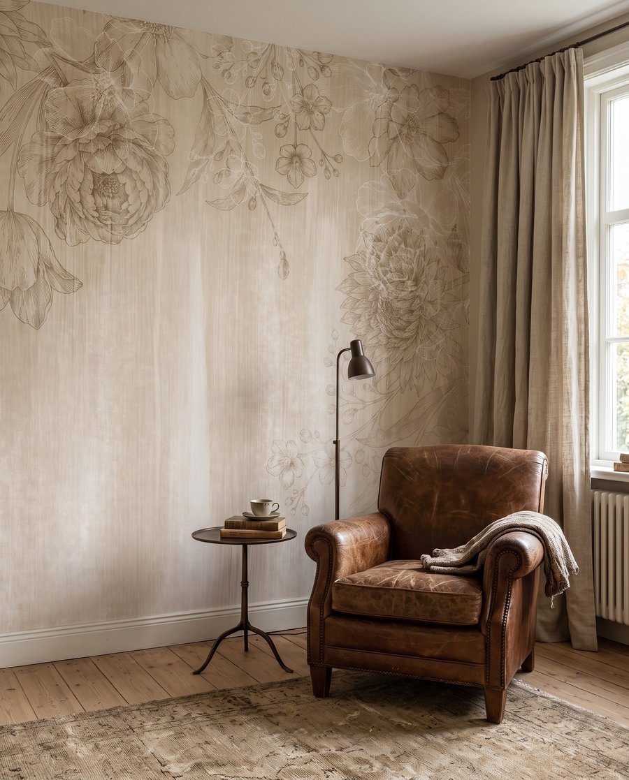 Zarte Blüten über Farbspuren — Interieur 1