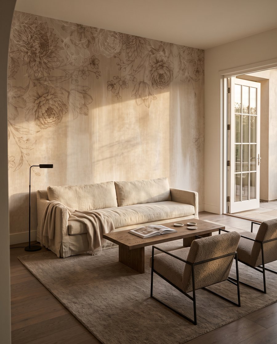 Zarte Blüten über Farbspuren — Interieur 3