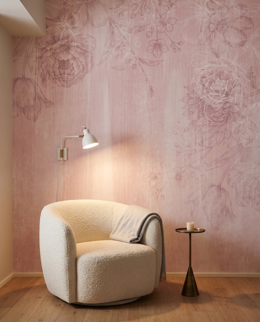 Zarte Blüten über Farbspuren — Interieur 2