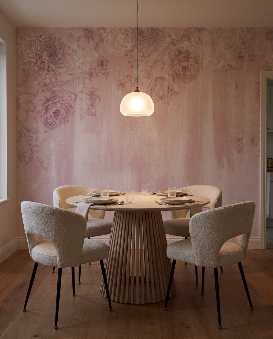 Zarte Blüten über Farbspuren — Interieur 5