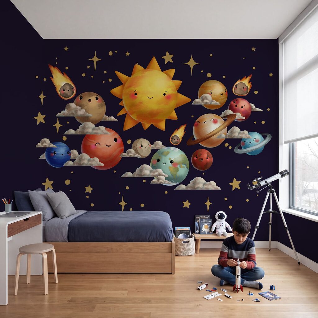 Freundliche Sonne im All in einem Interieur