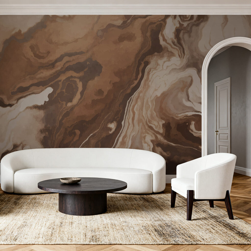 Fließende Farbadern in einem Interieur