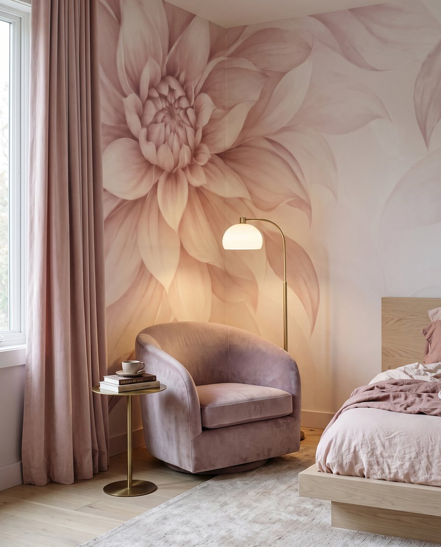 Große Blüten am Rand in einem Interieur